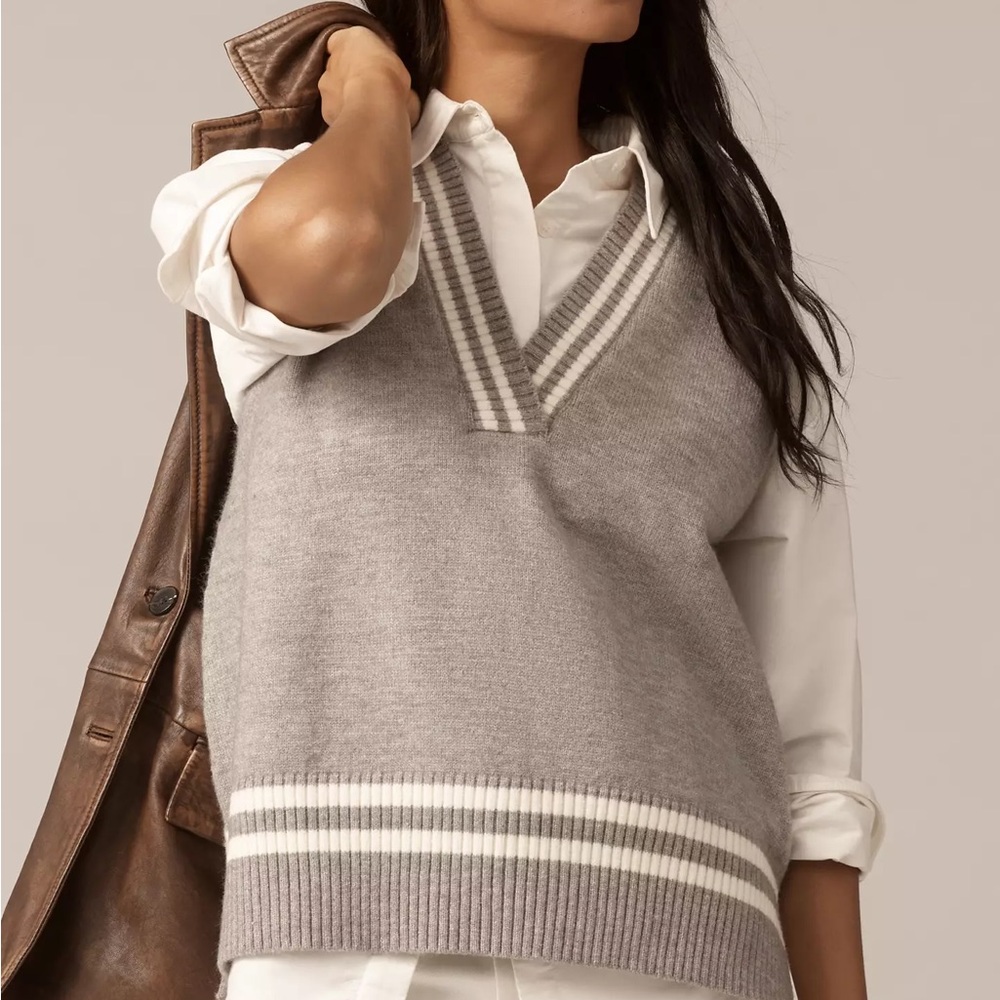 Anthropologie Gray V-Neck Sweater Vest